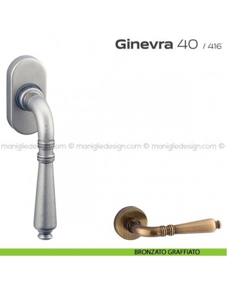 Maniglia martellina DK per finestra 40 Ginevra Reguitti bronzato graffiato