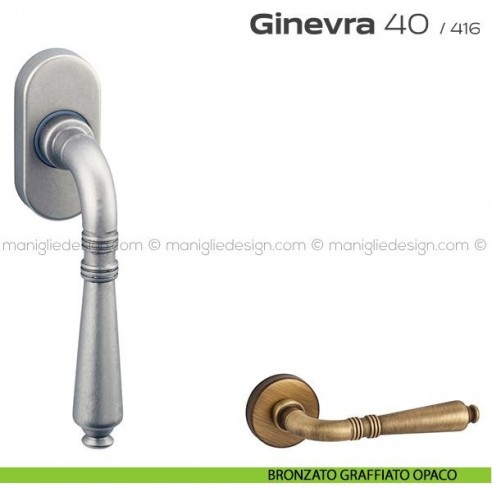Maniglia martellina DK per finestra 40 Ginevra Reguitti bronzato graffiato opaco