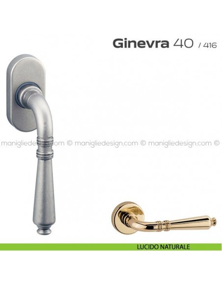 Maniglia martellina DK per finestra 40 Ginevra Reguitti lucido naturale