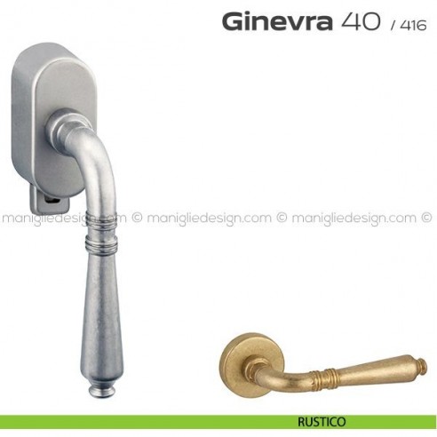 Maniglia per finestra DK con pulsante su placca 40 Ginevra Reguitti rustico