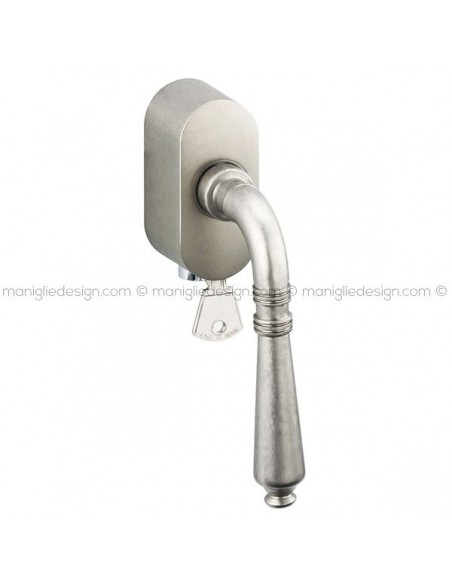 Maniglia per finestra martellina DK con chiave su placca 040 Ginevra Reguitti