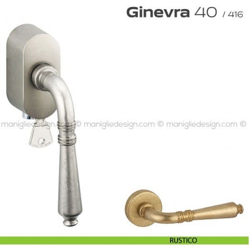 Maniglia per finestra martellina DK con chiave su placca 040 Ginevra Reguitti rustico