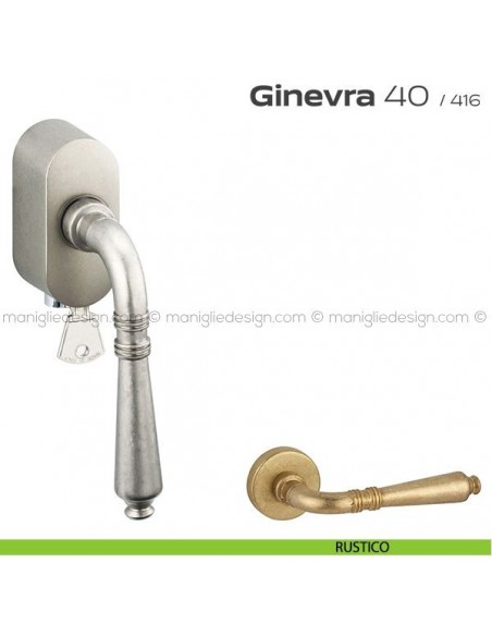 Maniglia per finestra martellina DK con chiave su placca 040 Ginevra Reguitti rustico