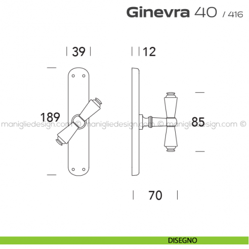 Maniglia cremonese per finestra 40 Ginevra Reguitti disegno