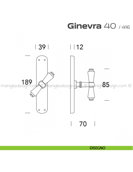 Maniglia cremonese per finestra 40 Ginevra Reguitti disegno