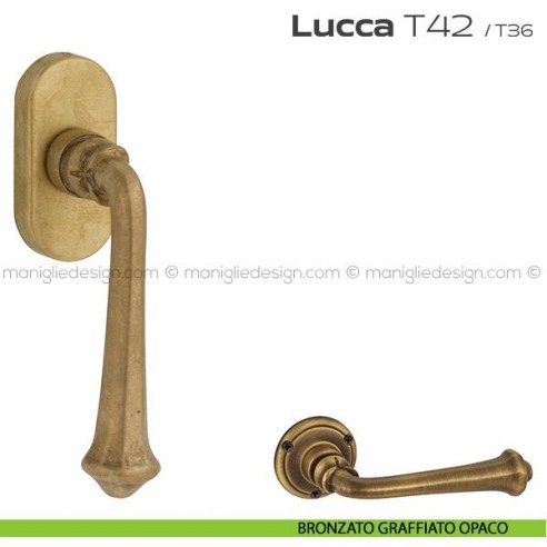 Maniglia martellina DK per finestra T42 Lucca Reguitti bronzato graffiato opaco
