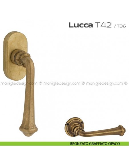 Maniglia martellina DK per finestra T42 Lucca Reguitti bronzato graffiato opaco