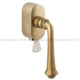Maniglia per finestra martellina DK con chiave su placca T42 Lucca Reguitti