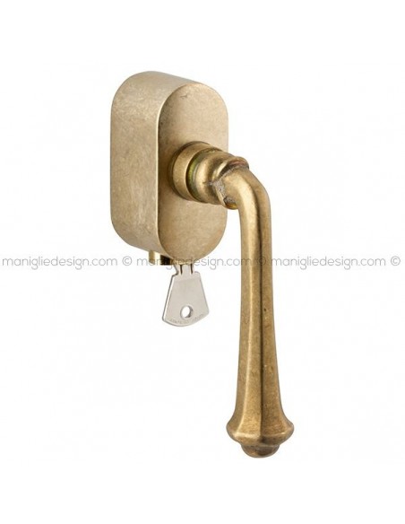 Maniglia per finestra martellina DK con chiave su placca T42 Lucca Reguitti