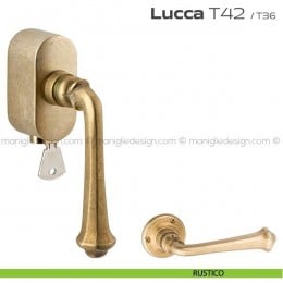 Maniglia per finestra martellina DK con chiave su placca T42 Lucca Reguitti 2