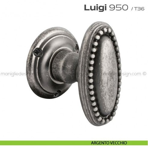 Pomolo ovale per porta girevole 950 Luigi Reguitti argento vecchio