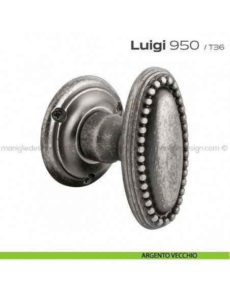 Pomolo ovale per porta girevole 950 Luigi Reguitti argento vecchio