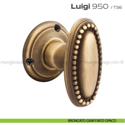 Pomolo ovale per porta girevole 950 Luigi Reguitti bronzato graffiato opaco