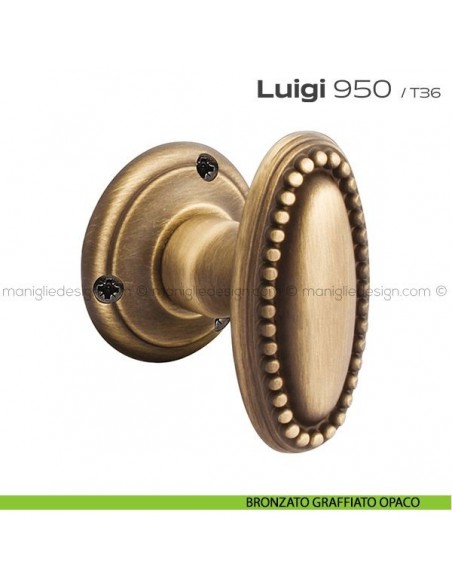 Pomolo ovale per porta girevole 950 Luigi Reguitti bronzato graffiato opaco