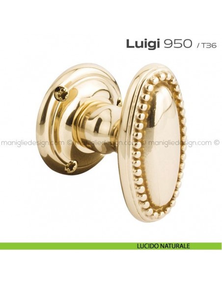 Pomolo ovale per porta girevole 950 Luigi Reguitti lucido naturale