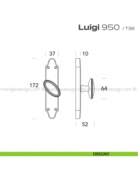 Maniglia per finestra cremonese 950 Luigi Reguitti disegno