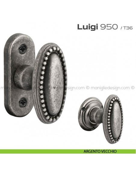 Maniglia per finestra martellina 950 Luigi Reguitti argento vecchio