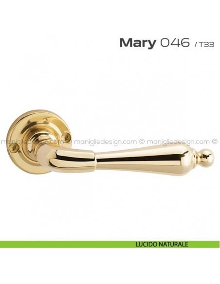 Maniglia per porta 46 Mary Reguitti con viti a vista lucido naturale