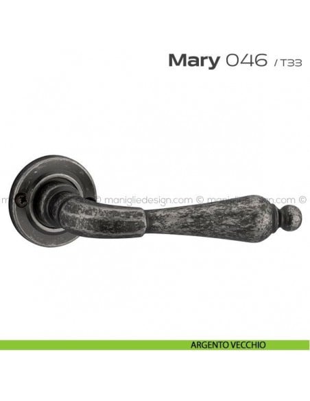 Maniglia per porta 46 Mary Reguitti con viti a vista argento vecchio