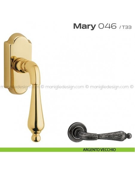Maniglia per finestra martellina DK 46 Mary Reguitti argento vecchio