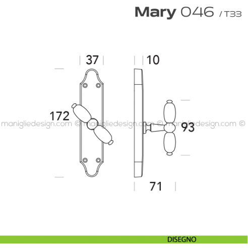 Maniglia per finestra cremonese 046 Mary Reguitti disegno