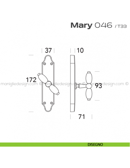 Maniglia per finestra cremonese 046 Mary Reguitti disegno