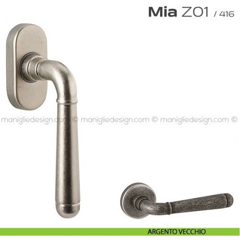 Maniglia martellina DK per finestra Z01 Mia Reguitti argento vecchio