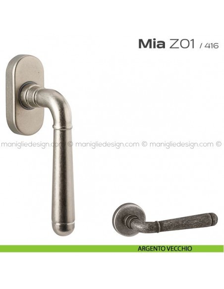 Maniglia martellina DK per finestra Z01 Mia Reguitti argento vecchio
