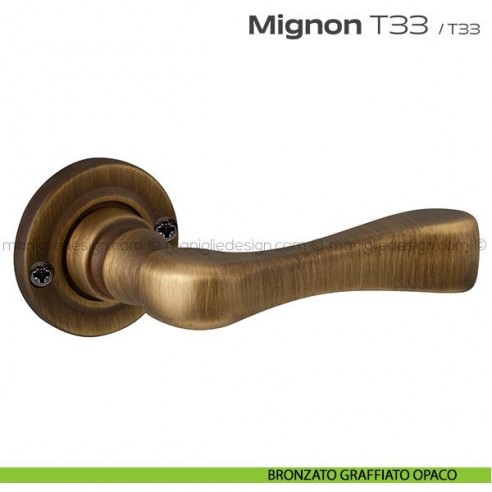 Maniglia per porta T33 Mignon Reguitti con viti a vista bronzato graffiato opaco
