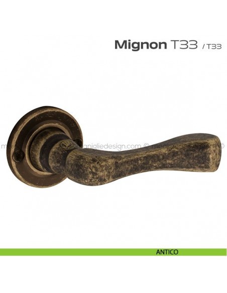 Maniglia per porta T33 Mignon Reguitti con viti a vista antico