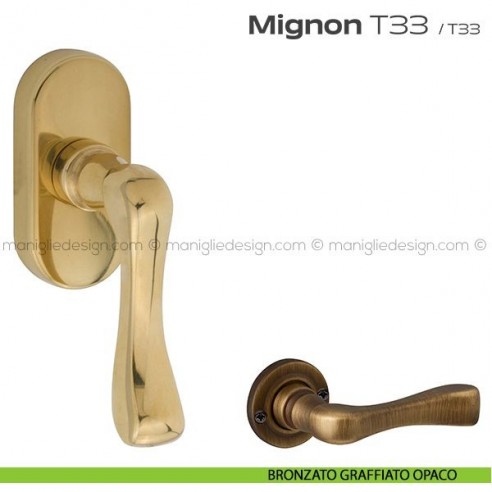 Maniglia martellina DK per finestra T33 Mignon Reguitti bronzato graffiato opaco