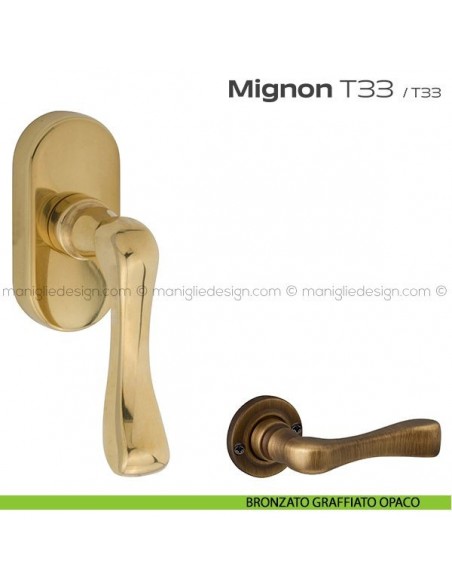 Maniglia martellina DK per finestra T33 Mignon Reguitti bronzato graffiato opaco
