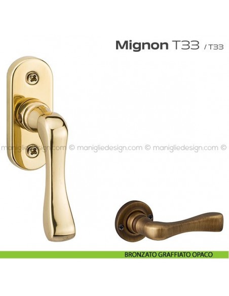 Maniglia per finestra martellina T33 Mignon Reguitti bronzato graffiato opaco