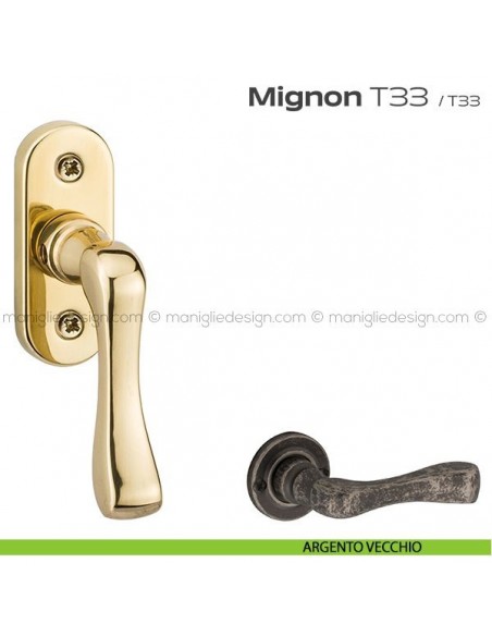 Maniglia per finestra martellina T33 Mignon Reguitti argento vecchio