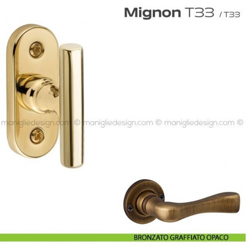 Maniglia martellina per finestra T33 Mignon Reguitti bronzato graffiato opaco
