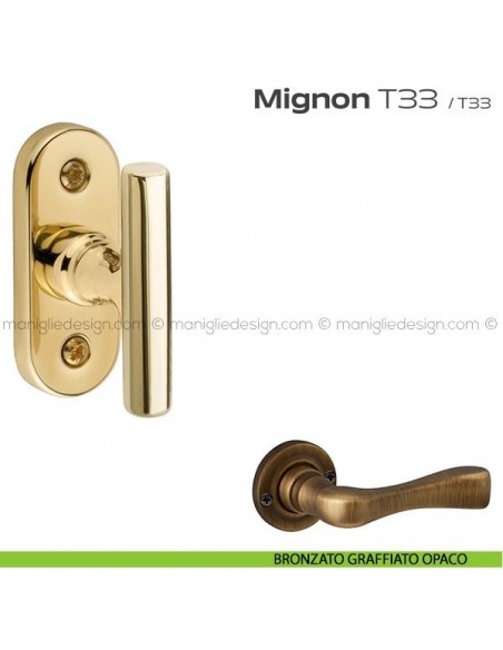 Maniglia martellina per finestra T33 Mignon Reguitti bronzato graffiato opaco