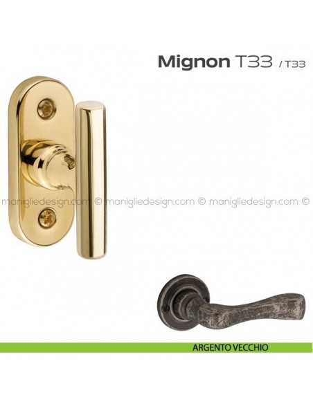 Maniglia martellina per finestra T33 Mignon Reguitti argento vecchio
