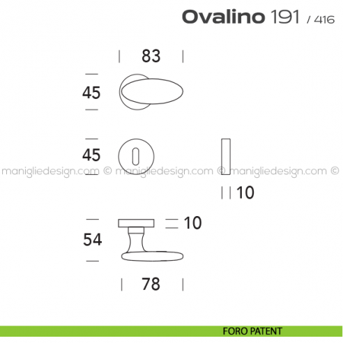 Maniglia per porta 191 Ovalino Reguitti foro patent