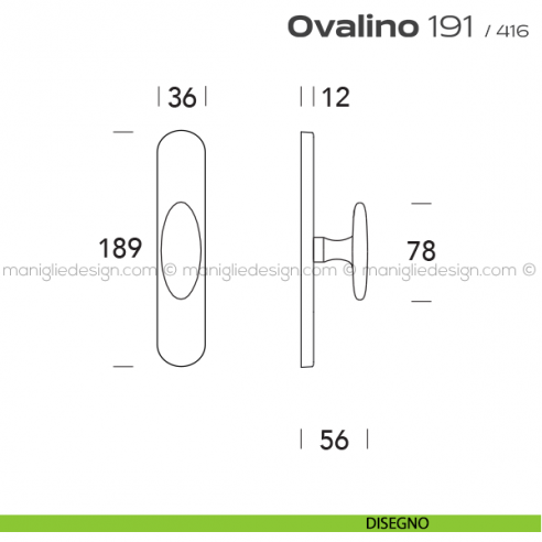 Maniglia per finestra cremonese 191 Ovalino Reguitti disegno
