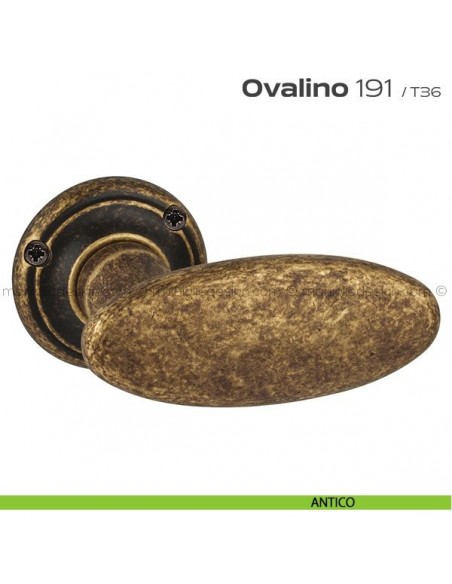 Maniglia per porta 191 Ovalino Reguitti con viti a vista antico