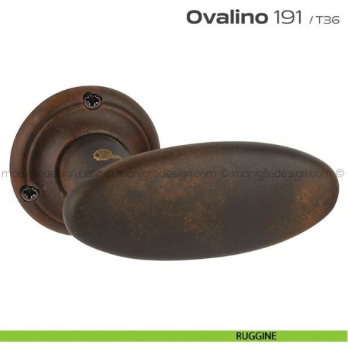 Maniglia per porta 191 Ovalino Reguitti con viti a vista ruggine