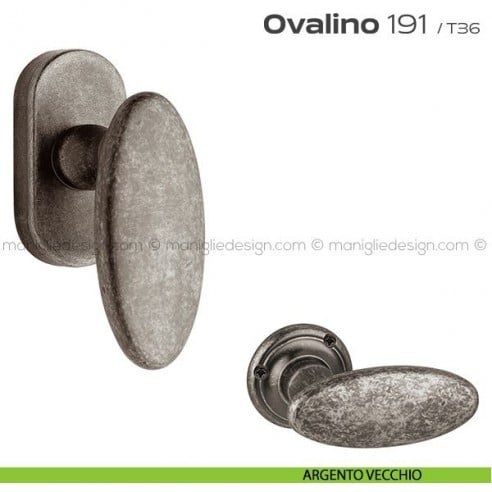 Maniglia martellina DK per finestra 191 Ovalino Reguitti argento vecchio