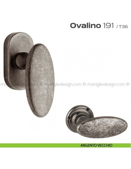 Maniglia martellina DK per finestra 191 Ovalino Reguitti argento vecchio