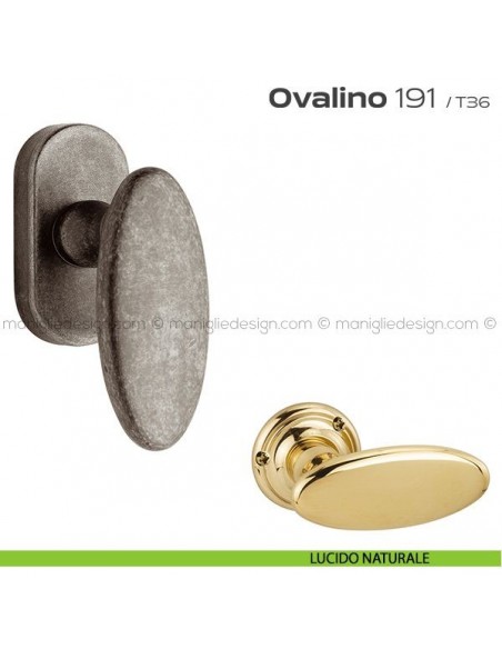 Maniglia martellina DK per finestra 191 Ovalino Reguitti lucido naturale