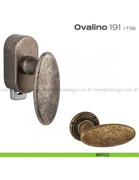 Maniglia per finestra DK con pulsante su placca 191 Ovalino Reguitti antico
