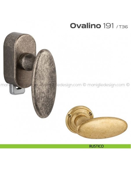 Maniglia per finestra DK con pulsante su placca 191 Ovalino Reguitti rustico