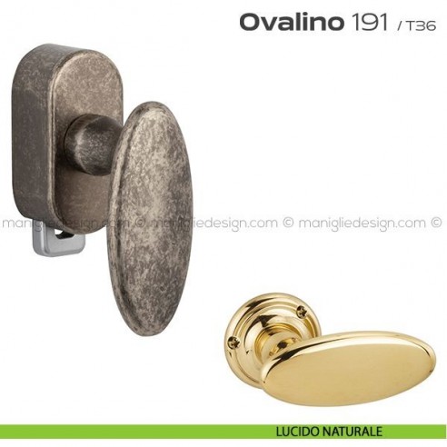 Maniglia per finestra DK con pulsante su placca 191 Ovalino Reguitti lucido naturale