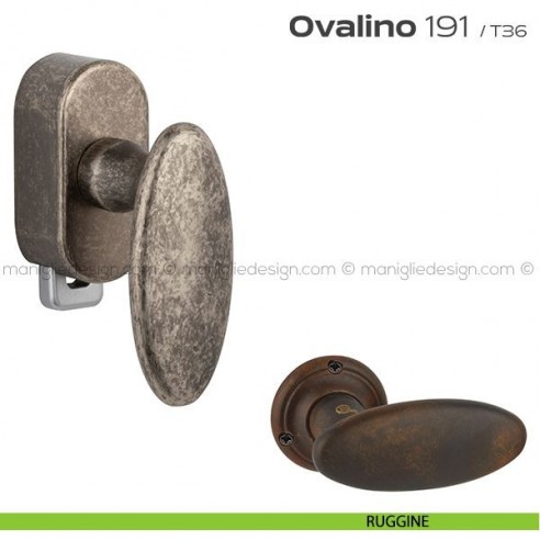 Maniglia per finestra DK con pulsante su placca 191 Ovalino Reguitti ruggine