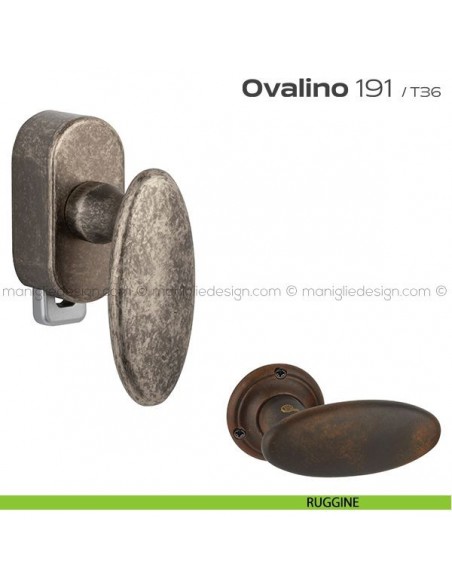 Maniglia per finestra DK con pulsante su placca 191 Ovalino Reguitti ruggine