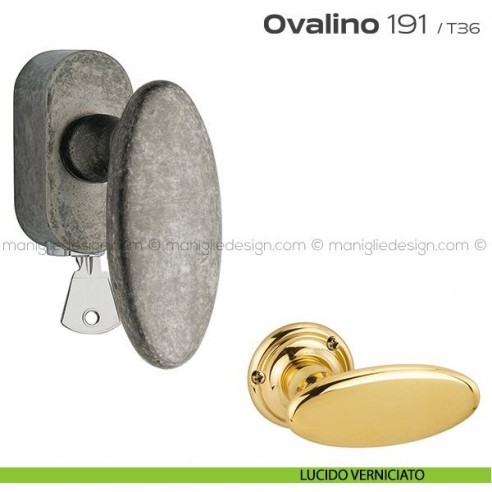 Maniglia per finestra martellina DK con chiave su placca 191 Ovalino Reguitti lucido verniciato